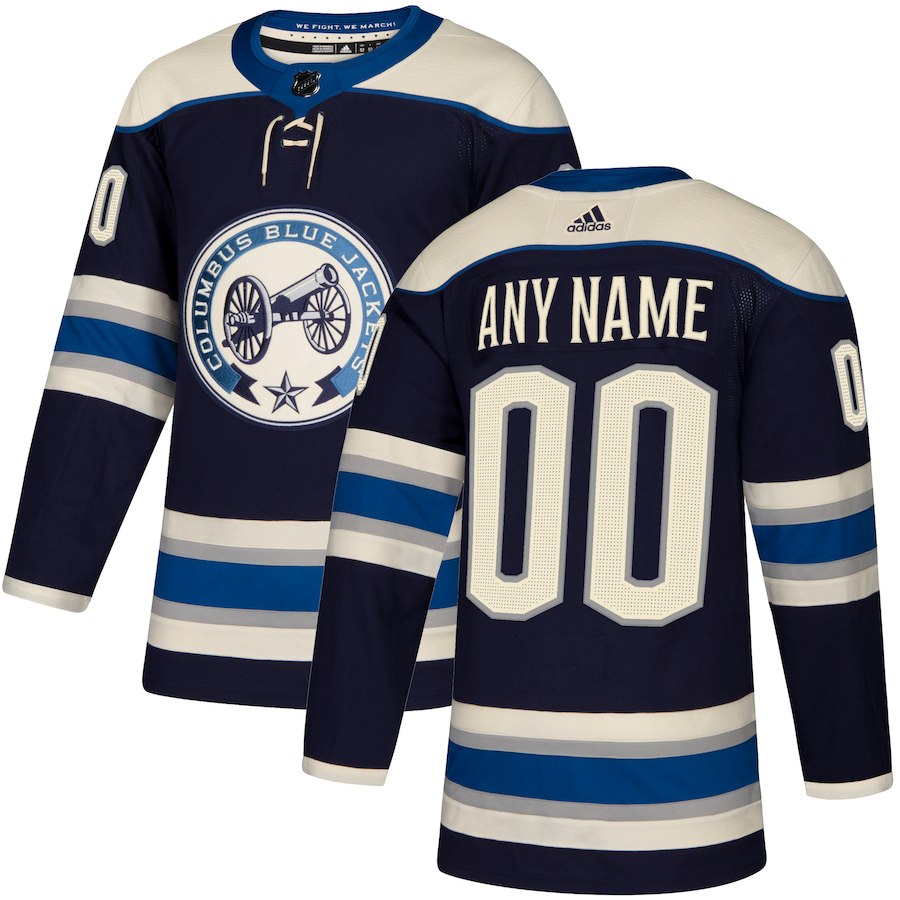 Men NHL adidas Columbus Blue Jackets Navy Authentic Alternate Custom Jersey